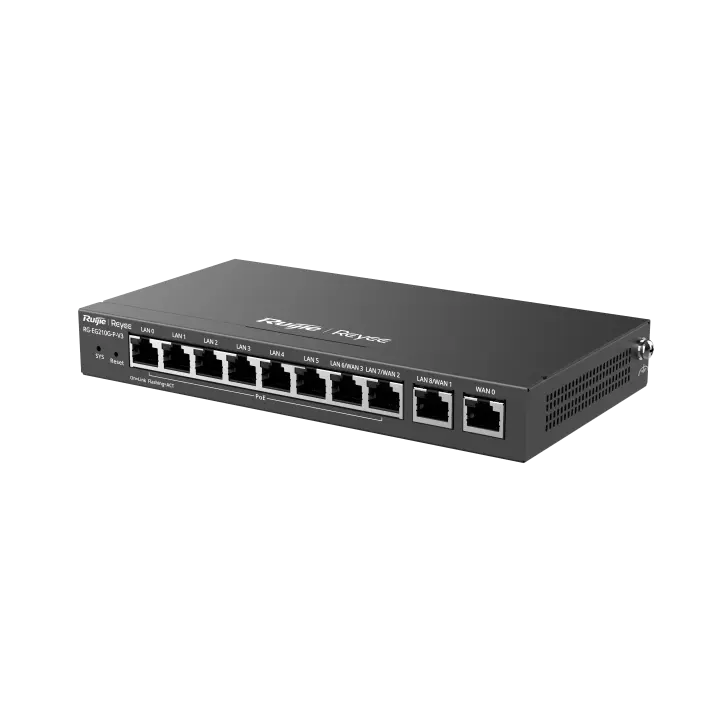 Ruijie Reyee RG-EG210G-P-V3 marshrutizatori, 10 port, Gigabit, 8 PoE+, 110 Vt, 1 Gbit/s gacha