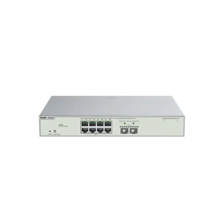 Коммутатор Ruijie Reyee RG-NBS5300-8MG2XS-UP, 10 портов, Multi-Gigabit 2.5G, 8 PoE++, 370 Вт, 2 SFP+ 10G