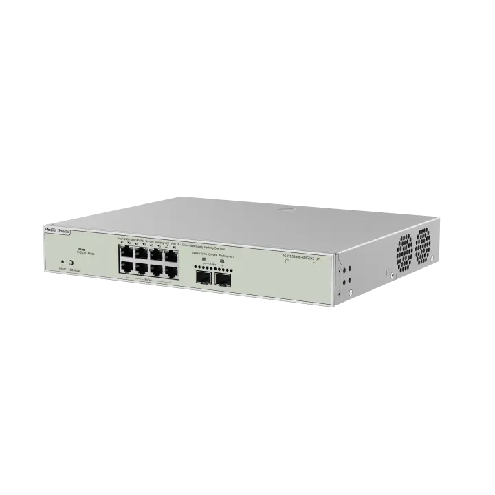 Коммутатор Ruijie Reyee RG-NBS5300-8MG2XS-UP, 10 портов, Multi-Gigabit 2.5G, 8 PoE++, 370 Вт, 2 SFP+ 10G